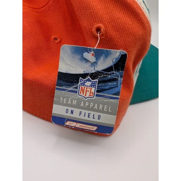 Deadstock Vtg Miami Dolphins Reebok Hat Men 7 1/2 NFL On Field Football 2002 NWT